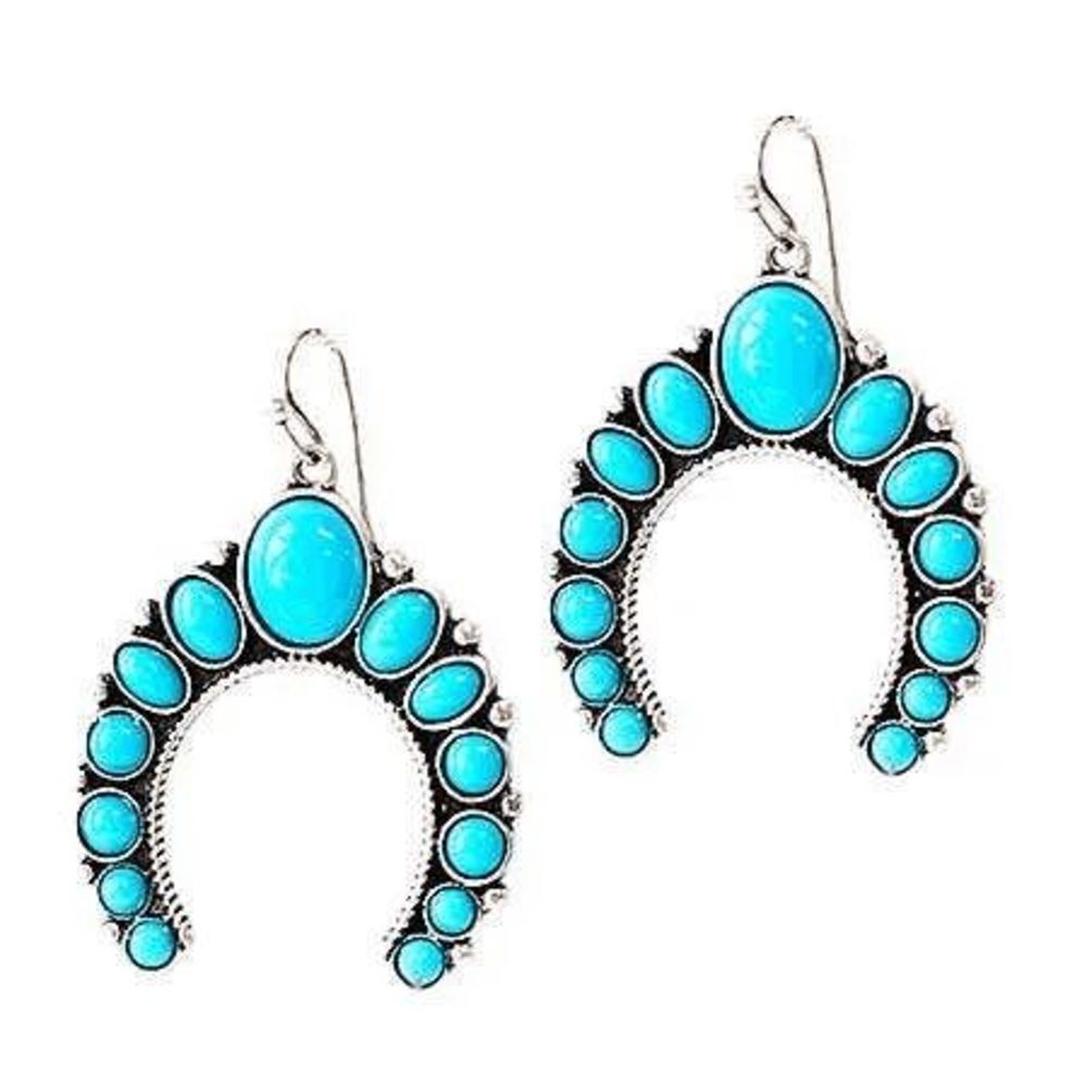 Horseshoe Earrings - Blue - Picture 4 of 4
